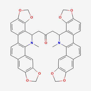 molecular formula C43H32N2O9 B1255999 1,3-Bis(24-methyl-5,7,18,20-tetraoxa-24-azahexacyclo[11.11.0.02,10.04,8.014,22.017,21]tetracosa-1(13),2,4(8),9,11,14(22),15,17(21)-octaen-23-yl)propan-2-one 