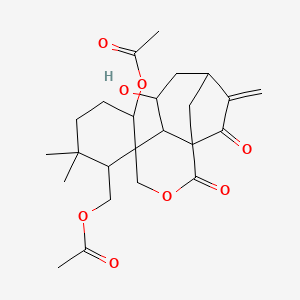 molecular formula C24H32O8 B1256009 (3'-Acetyloxy-7-hydroxy-6',6'-dimethyl-10-methylidene-2,11-dioxospiro[3-oxatricyclo[7.2.1.01,6]dodecane-5,2'-cyclohexane]-1'-yl)methyl acetate 