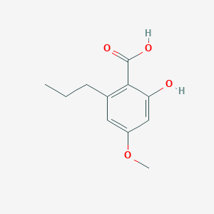 molecular formula C11H14O4 B1256019 2-Hydroxy-4-methoxy-6-propylbenzoic acid CAS No. 6245-56-3