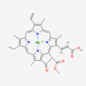 magnesium;(E)-3-(16-ethenyl-11-ethyl-3-methoxycarbonyl-12,17,21,26-tetramethyl-4-oxo-23,25-diaza-7,24-diazanidahexacyclo[18.2.1.15,8.110,13.115,18.02,6]hexacosa-1,5,8(26),9,11,13(25),14,16,18,20(23),21-undecaen-22-yl)prop-2-enoic acid