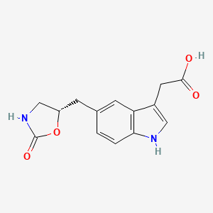 molecular formula C14H14N2O4 B12560431 (5-{[(5S)-2-Oxo-1,3-oxazolidin-5-yl]methyl}-1H-indol-3-yl)acetic acid CAS No. 175733-90-1