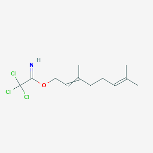 molecular formula C12H18Cl3NO B12560632 Ethanimidic acid, 2,2,2-trichloro-, 3,7-dimethyl-2,6-octadienyl ester CAS No. 161300-08-9