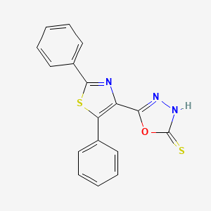 molecular formula C17H11N3OS2 B12560664 5-(2,5-Diphenyl-1,3-thiazol-4-yl)-1,3,4-oxadiazole-2(3H)-thione CAS No. 143539-26-8