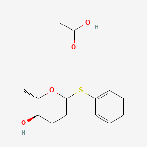 Acetic acid--(2S,3R)-2-methyl-6-(phenylsulfanyl)oxan-3-ol (1/1)