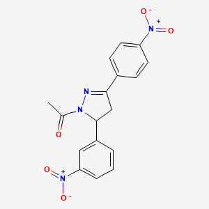 molecular formula C17H14N4O5 B12560847 1-[5-(3-Nitrophenyl)-3-(4-nitrophenyl)-4,5-dihydro-1H-pyrazol-1-yl]ethan-1-one CAS No. 189368-81-8