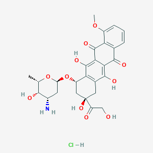 molecular formula C27H30ClNO11 B1256087 (7S,9R)-7-[(2R,4S,5S,6S)-4-amino-5-hydroxy-6-methyloxan-2-yl]oxy-6,9,11-trihydroxy-9-(2-hydroxyacetyl)-4-methoxy-8,10-dihydro-7H-tetracene-5,12-dione;hydrochloride 