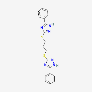 molecular formula C19H18N6S2 B12561212 1H-1,2,4-Triazole, 3,3'-[1,3-propanediylbis(thio)]bis[5-phenyl- CAS No. 205318-76-9