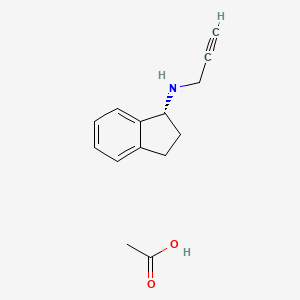 B12561440 acetic acid;(1R)-N-prop-2-ynyl-2,3-dihydro-1H-inden-1-amine CAS No. 164294-89-7