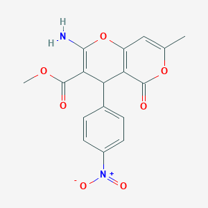 molecular formula C17H14N2O7 B12561452 methyl 2-amino-7-methyl-4-(4-nitrophenyl)-5-oxo-4H-pyrano[3,2-c]pyran-3-carboxylate 