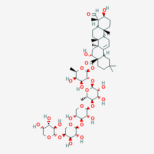 molecular formula C57H90O25 B1256152 quillaic acid alpha-L-Arap-(1->4)-alpha-L-Arap-(1->3)-beta-D-Xylp-(1->4)-alpha-L-Rhap-(1->2)-beta-D-fucopyranosyl ester 