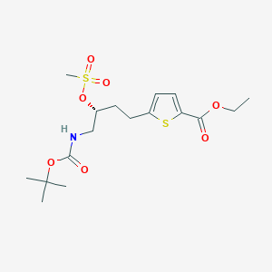 molecular formula C17H27NO7S2 B12561540 ethyl 5-[(3R)-4-[(2-methylpropan-2-yl)oxycarbonylamino]-3-methylsulfonyloxybutyl]thiophene-2-carboxylate CAS No. 186521-39-1