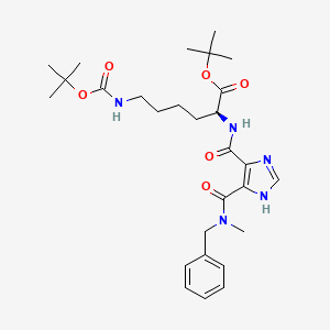 molecular formula C28H41N5O6 B1256156 (2S)-2-[[[5-[[methyl-(phenylmethyl)amino]-oxomethyl]-1H-imidazol-4-yl]-oxomethyl]amino]-6-[[(2-methylpropan-2-yl)oxy-oxomethyl]amino]hexanoic acid tert-butyl ester 