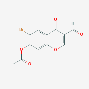 molecular formula C12H7BrO5 B12561636 6-Bromo-3-formyl-4-oxo-4H-1-benzopyran-7-yl acetate CAS No. 184898-42-8