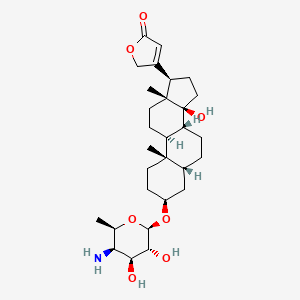 molecular formula C29H45NO7 B1256177 3-[(3S,5R,8R,9S,10S,13R,14S,17R)-3-[(2R,3R,4S,5R,6R)-5-amino-3,4-dihydroxy-6-methyloxan-2-yl]oxy-14-hydroxy-10,13-dimethyl-1,2,3,4,5,6,7,8,9,11,12,15,16,17-tetradecahydrocyclopenta[a]phenanthren-17-yl]-2H-furan-5-one 