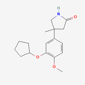 molecular formula C17H23NO3 B12561831 2-Pyrrolidinone, 4-[3-(cyclopentyloxy)-4-methoxyphenyl]-4-methyl- CAS No. 193748-57-1