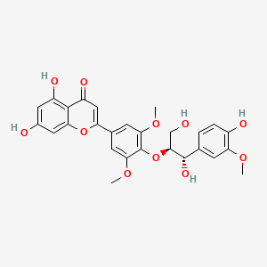 molecular formula C27H26O11 B1256199 (-)-(7''S,8''S)-4'',5,7-三羟基-3',3'',5'-三甲氧基-4',8''-氧代黄烷木脂-7'',9''-二醇 