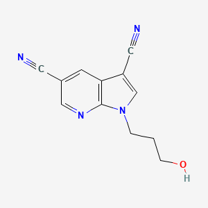 molecular formula C12H10N4O B12562074 1-(3-Hydroxypropyl)-1H-pyrrolo[2,3-b]pyridine-3,5-dicarbonitrile 