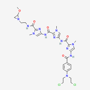 1H-Imidazole-2-carboxamide, 4-(((4-((4-(bis(2-chloroethyl)amino)benzoyl)amino)-1-methyl-1H-imidazol-2-yl)carbonyl)amino)-N-(2-(((2-(2-methoxy-1-aziridinyl)ethyl)amino)carbonyl)-1-methyl-1H-imidazol-4-yl)-1-methyl-4