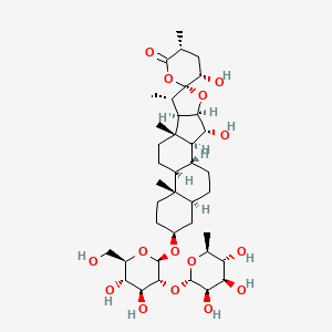 molecular formula C39H62O15 B1256223 (1R,2S,3R,3'R,4R,5'S,6R,7S,8R,9S,12S,13S,16S,18S)-16-[(2R,3R,4S,5S,6R)-4,5-dihydroxy-6-(hydroxymethyl)-3-[(2S,3R,4R,5R,6S)-3,4,5-trihydroxy-6-methyloxan-2-yl]oxyoxan-2-yl]oxy-3,5'-dihydroxy-3',7,9,13-tetramethylspiro[5-oxapentacyclo[10.8.0.02,9.04,8.013,18]icosane-6,6'-oxane]-2'-one 