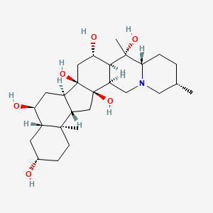 molecular formula C27H45NO6 B1256243 (1R,2S,6S,9S,10S,11S,12S,14R,15R,17S,18S,20S,23R,24S)-6,10,23-trimethyl-4-azahexacyclo[12.11.0.02,11.04,9.015,24.018,23]pentacosane-1,10,12,14,17,20-hexol 