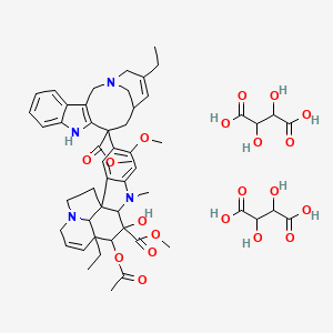 molecular formula C53H66N4O20 B1256247 2,3-Dihydroxybutanedioic acid;methyl 11-acetyloxy-12-ethyl-4-(16-ethyl-12-methoxycarbonyl-1,10-diazatetracyclo[12.3.1.03,11.04,9]octadeca-3(11),4,6,8,15-pentaen-12-yl)-10-hydroxy-5-methoxy-8-methyl-8,16-diazapentacyclo[10.6.1.01,9.02,7.016,19]nonadeca-2,4,6,13-tetraene-10-carboxylate 