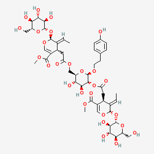 molecular formula C48H64O27 B1256256 methyl (4S,5E,6S)-5-ethylidene-4-[2-[[(2R,3S,4S,5R,6R)-5-[2-[(2S,3E,4S)-3-ethylidene-5-methoxycarbonyl-2-[(2S,3R,4S,5S,6R)-3,4,5-trihydroxy-6-(hydroxymethyl)oxan-2-yl]oxy-4H-pyran-4-yl]acetyl]oxy-3,4-dihydroxy-6-[2-(4-hydroxyphenyl)ethoxy]oxan-2-yl]methoxy]-2-oxoethyl]-6-[(2S,3R,4S,5S,6R)-3,4,5-trihydroxy-6-(hydroxymethyl)oxan-2-yl]oxy-4H-pyran-3-carboxylate 