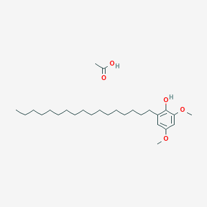 molecular formula C27H48O5 B12562600 Acetic acid;2-heptadecyl-4,6-dimethoxyphenol CAS No. 144189-27-5