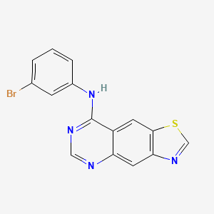 molecular formula C15H9BrN4S B12562660 Thiazolo[5,4-g]quinazolin-8-amine, N-(3-bromophenyl)- CAS No. 171179-30-9