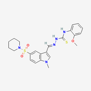 molecular formula C23H27N5O3S2 B1256316 1-(2-methoxyphenyl)-3-[(E)-(1-methyl-5-piperidin-1-ylsulfonylindol-3-yl)methylideneamino]thiourea 