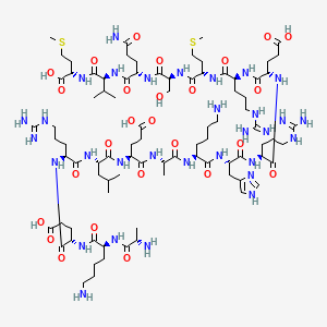 molecular formula C86H151N31O26S2 B12563172 (4S)-5-[[(2S)-1-[[(2S)-1-[[(2S)-1-[[(2S)-1-[[(2S)-6-amino-1-[[(2S)-1-[[(2S)-1-[[(2S)-1-[[(2S)-1-[[(2S)-1-[[(2S)-1-[[(2S)-5-amino-1-[[(2S)-1-[[(1S)-1-carboxy-3-methylsulfanylpropyl]amino]-3-methyl-1-oxobutan-2-yl]amino]-1,5-dioxopentan-2-yl]amino]-3-hydroxy-1-oxopropan-2-yl]amino]-4-methylsulfanyl-1-oxobutan-2-yl]amino]-5-carbamimidamido-1-oxopentan-2-yl]amino]-4-carboxy-1-oxobutan-2-yl]amino]-5-carbamimidamido-1-oxopentan-2-yl]amino]-3-(1H-imidazol-4-yl)-1-oxopropan-2-yl]amino]-1-oxohexan-2-yl]amino]-1-oxopropan-2-yl]amino]-4-carboxy-1-oxobutan-2-yl]amino]-4-methyl-1-oxopentan-2-yl]amino]-5-carbamimidamido-1-oxopentan-2-yl]amino]-4-[[(2S)-6-amino-2-[[(2S)-2-aminopropanoyl]amino]hexanoyl]amino]-5-oxopentanoic acid 