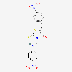 molecular formula C17H12N4O5S2 B12563372 3-[(4-Nitroanilino)methyl]-5-[(4-nitrophenyl)methylidene]-2-sulfanylidene-1,3-thiazolidin-4-one 