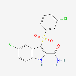 5-Chloro-3-(3-chlorobenzene-1-sulfonyl)-1H-indole-2-carboxamide