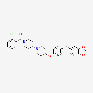 (4-{4-[(2H-1,3-Benzodioxol-5-yl)methyl]phenoxy}[1,4'-bipiperidin]-1'-yl)(2-chlorophenyl)methanone