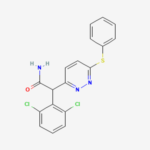 molecular formula C18H13Cl2N3OS B12563467 2-(2,6-Dichlorophenyl)-2-(6-phenylsulfanylpyridazin-3-yl)acetamide 