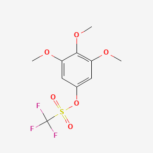 molecular formula C10H11F3O6S B12563497 Methanesulfonic acid, trifluoro-, 3,4,5-trimethoxyphenyl ester CAS No. 143287-98-3