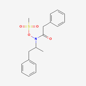 molecular formula C18H21NO4S B12563506 Benzeneacetamide, N-(1-methyl-2-phenylethyl)-N-[(methylsulfonyl)oxy]- CAS No. 143217-15-6