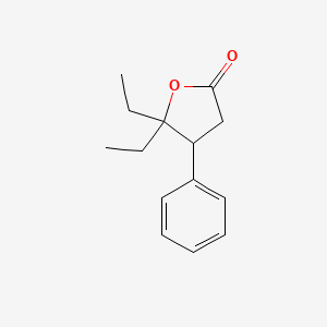 molecular formula C14H18O2 B12563509 2(3H)-Furanone, 5,5-diethyldihydro-4-phenyl- CAS No. 188646-70-0