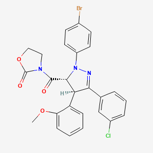 molecular formula C26H21BrClN3O4 B1256414 3-[[(3R,4S)-2-(4-bromophenyl)-5-(3-chlorophenyl)-4-(2-methoxyphenyl)-3,4-dihydropyrazol-3-yl]-oxomethyl]-2-oxazolidinone 