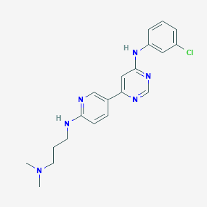 molecular formula C20H23ClN6 B1256430 N-[5-[6-(3-chloroanilino)-4-pyrimidinyl]-2-pyridinyl]-N',N'-dimethylpropane-1,3-diamine 