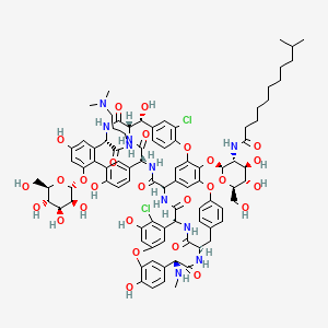 B1256448 (1S,2R,19R,22S,34S,37R,40R,52S)-5,32-dichloro-64-[(2S,3R,4R,5S,6R)-4,5-dihydroxy-6-(hydroxymethyl)-3-(10-methylundecanoylamino)oxan-2-yl]oxy-N-[3-(dimethylamino)propyl]-2,26,31,44,49-pentahydroxy-22-(methylamino)-21,35,38,54,56,59-hexaoxo-47-[(2R,3S,4S,5S,6R)-3,4,5-trihydroxy-6-(hydroxymethyl)oxan-2-yl]oxy-7,13,28-trioxa-20,36,39,53,55,58-hexazaundecacyclo[38.14.2.23,6.214,17.219,34.18,12.123,27.129,33.141,45.010,37.046,51]hexahexaconta-3,5,8,10,12(64),14(63),15,17(62),23(61),24,26,29(60),30,32,41(57),42,44,46(51),47,49,65-henicosaene-52-carboxamide CAS No. 148868-06-8