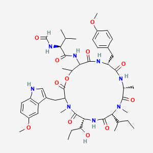 (2S)-N-[(6R,9R,12R,15R)-9-butan-2-yl-6-(1-hydroxypropyl)-3-[(5-methoxy-1H-indol-3-yl)methyl]-15-[(4-methoxyphenyl)methyl]-4,10,12,19-tetramethyl-2,5,8,11,14,17-hexaoxo-1-oxa-4,7,10,13,16-pentazacyclononadec-18-yl]-2-formamido-3-methylbutanamide