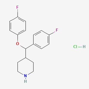 molecular formula C18H20ClF2NO B12565153 4-[(4-Fluorophenoxy)(4-fluorophenyl)methyl]piperidine--hydrogen chloride (1/1) CAS No. 269740-35-4