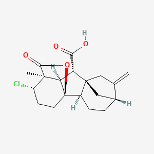 molecular formula C19H23ClO4 B1256527 (1R,2S,4aR,4bR,7R,9aR,10S,10aR)-2-chloro-1-methyl-8-methylidene-13-oxododecahydro-4a,1-(epoxymethano)-7,9a-methanobenzo[a]azulene-10-carboxylic acid 