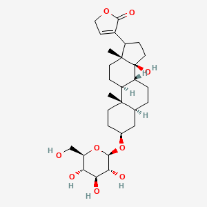 4-[(3S,5S,8R,9S,10S,13R,14S)-14-hydroxy-10,13-dimethyl-3-[(2R,3R,4S,5S,6R)-3,4,5-trihydroxy-6-(hydroxymethyl)oxan-2-yl]oxy-1,2,3,4,5,6,7,8,9,11,12,15,16,17-tetradecahydrocyclopenta[a]phenanthren-17-yl]-2H-furan-5-one