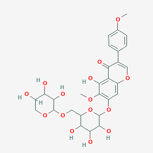 molecular formula C28H32O15 B1256569 5-Hydroxy-6-methoxy-3-(4-methoxyphenyl)-7-[3,4,5-trihydroxy-6-[(3,4,5-trihydroxyoxan-2-yl)oxymethyl]oxan-2-yl]oxychromen-4-one 