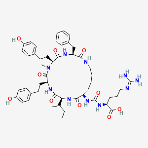 (2S)-2-[[(3S,6S,9S,12S,15R)-3-benzyl-12-butan-2-yl-6,9-bis[2-(4-hydroxyphenyl)ethyl]-7-methyl-2,5,8,11,14-pentaoxo-1,4,7,10,13-pentazacyclononadec-15-yl]carbamoylamino]-5-(diaminomethylideneamino)pentanoic acid