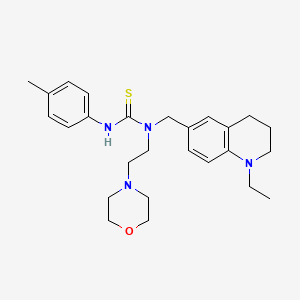 molecular formula C26H36N4OS B1256607 1-[(1-ethyl-3,4-dihydro-2H-quinolin-6-yl)methyl]-3-(4-methylphenyl)-1-[2-(4-morpholinyl)ethyl]thiourea 