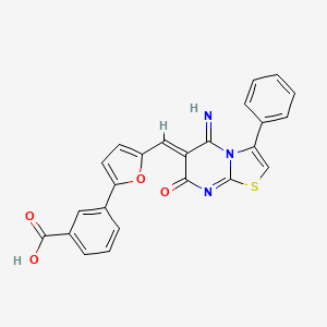 molecular formula C24H15N3O4S B1256608 3-[5-[(Z)-(5-imino-7-oxo-3-phenyl-6-thiazolo[3,2-a]pyrimidinylidene)methyl]-2-furanyl]benzoic acid 
