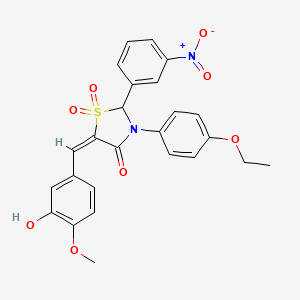 (5E)-3-(4-ethoxyphenyl)-5-(3-hydroxy-4-methoxybenzylidene)-2-(3-nitrophenyl)-1,3-thiazolidin-4-one 1,1-dioxide