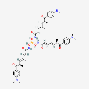 molecular formula C51H66FeN6O9 B1256614 tris[(2E,4E,6R)-7-[4-(dimethylamino)phenyl]-N-(hydroxy-kappaO)-4,6-dimethyl-7-oxohepta-2,4-dienamidato-kappaO]iron 